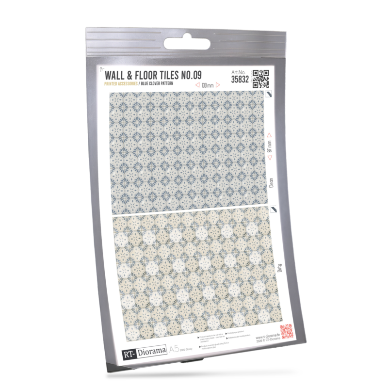 Wall & Floor Tiles No.09 – Blue Clover Pattern