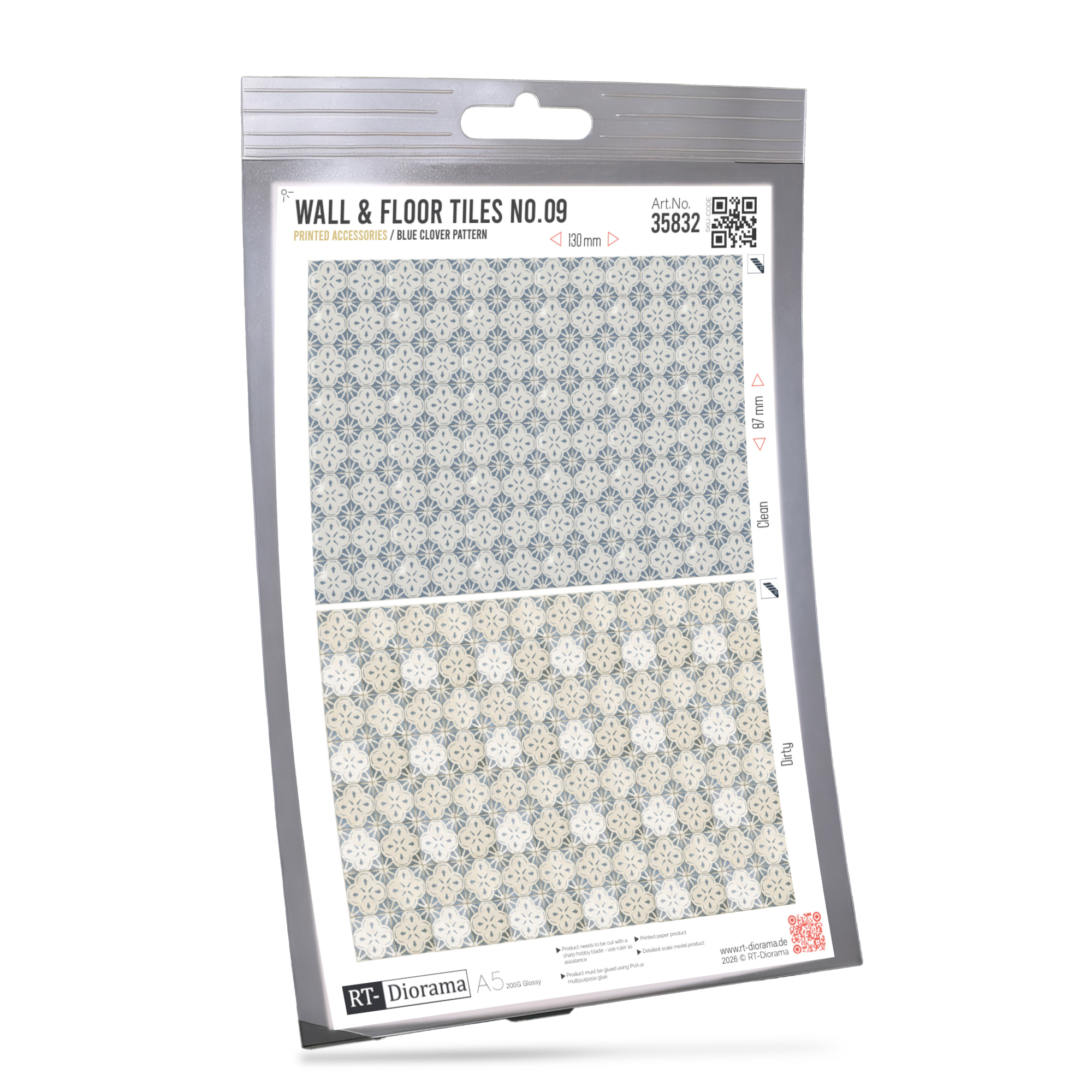 Wall & Floor Tiles No.09 – Blue Clover Pattern