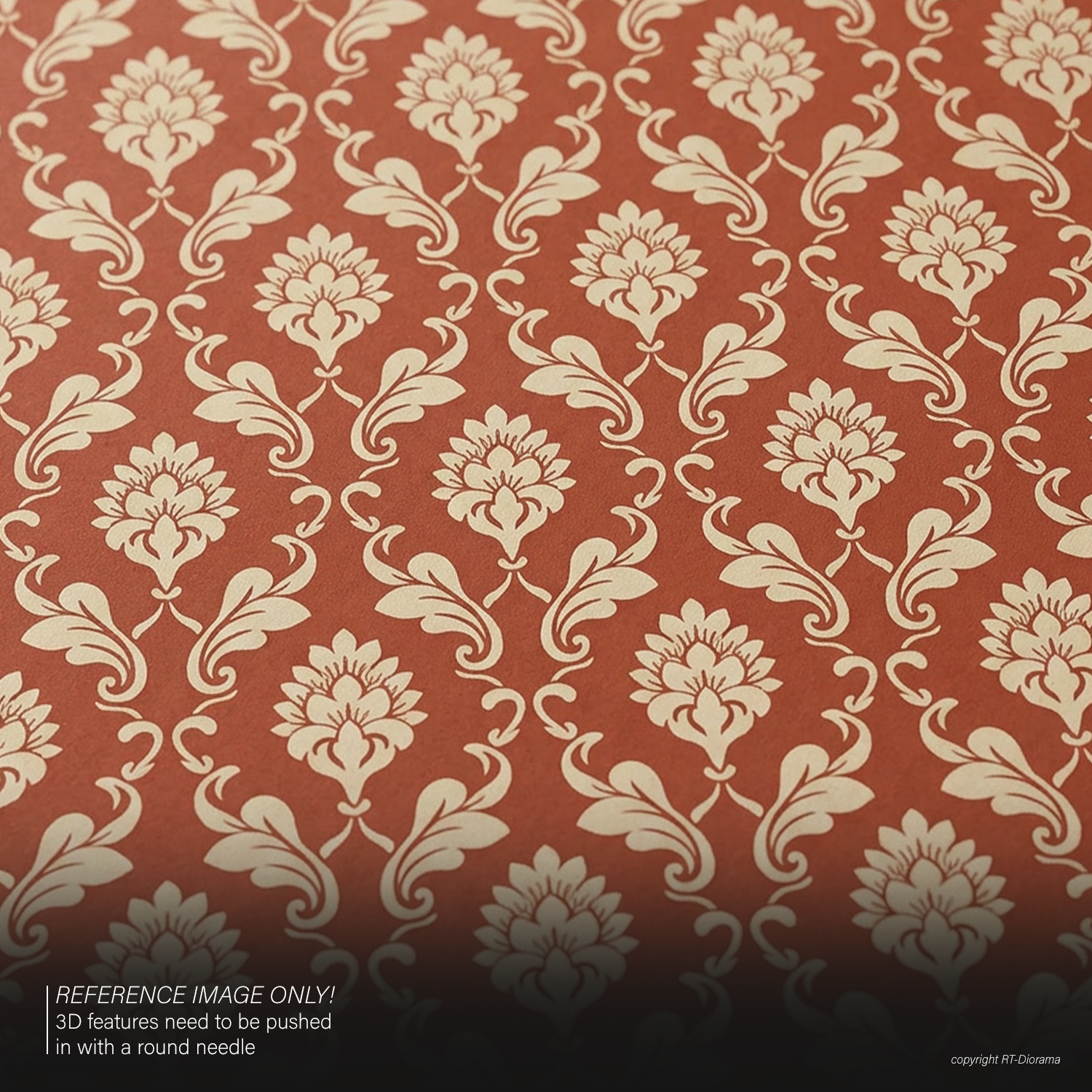 Wallpaper No.20 – Red Ornamental Vine Pattern - Image 2