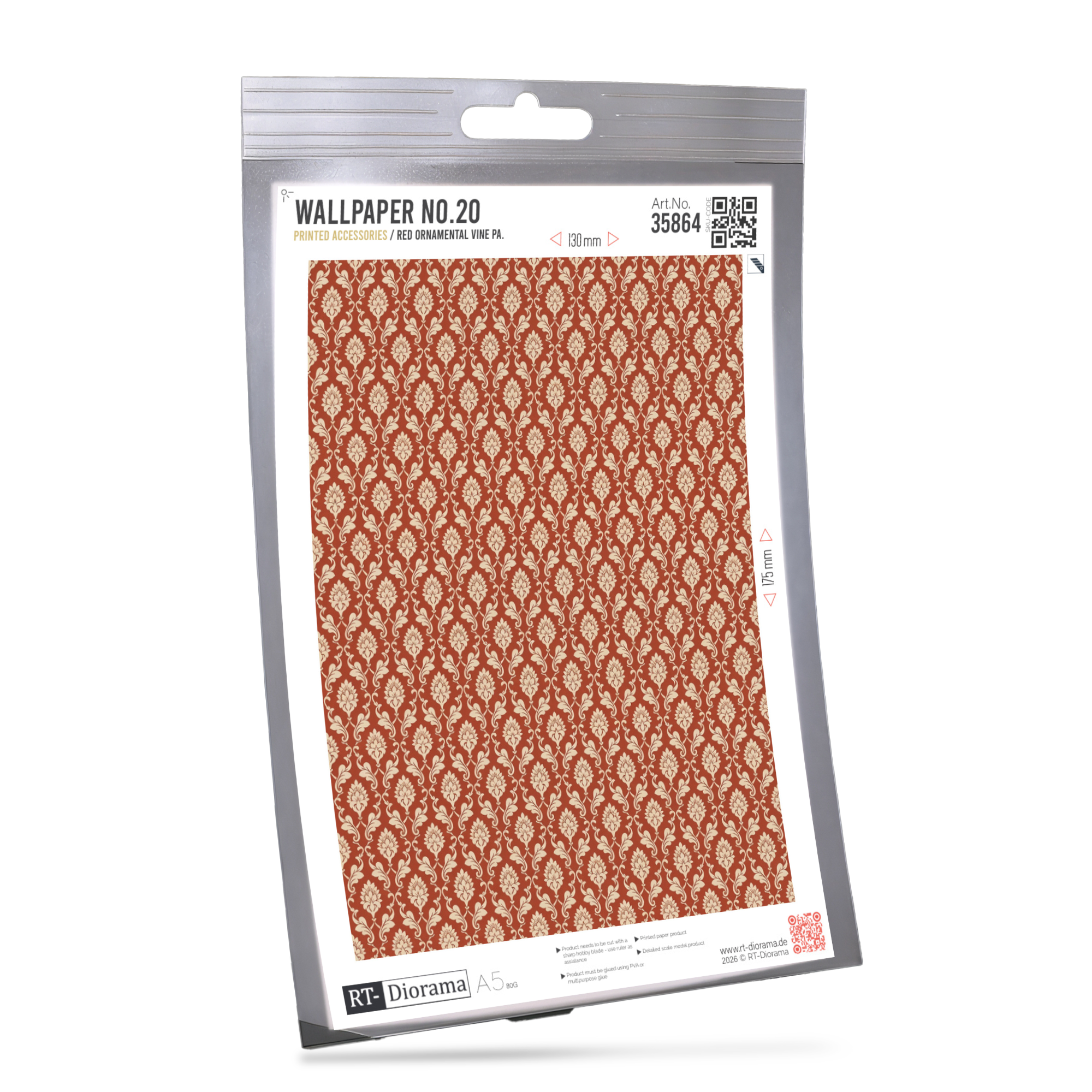 Wallpaper No.20 – Red Ornamental Vine Pattern