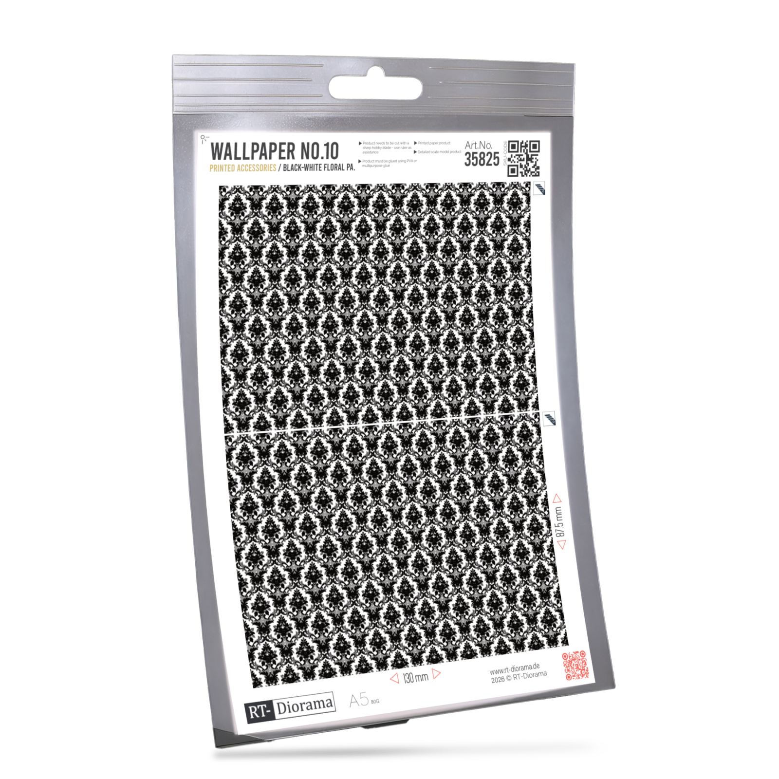 Wallpaper No.10 – Black-White Floral Pattern – product image