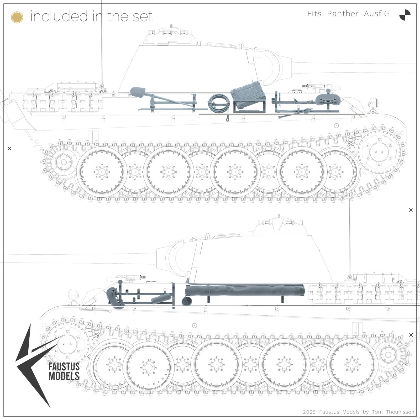 Panther Ausf.G Tool Racks Battle Worn - Image 9