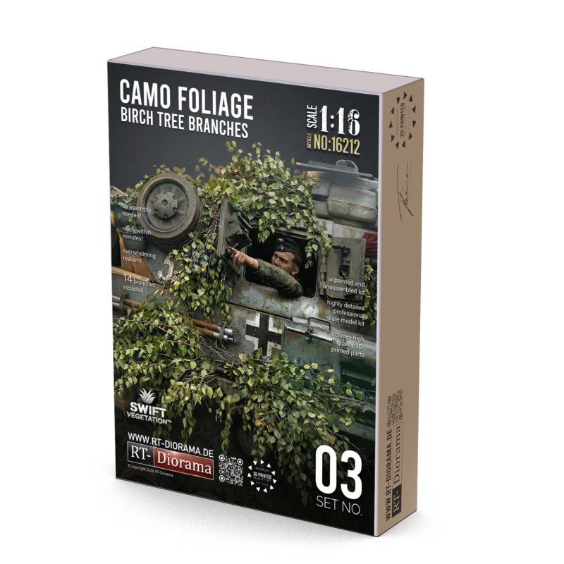 Camo Foliage Birch Tree Branches 1/16 – SLA 3D Printed Camouflage Set