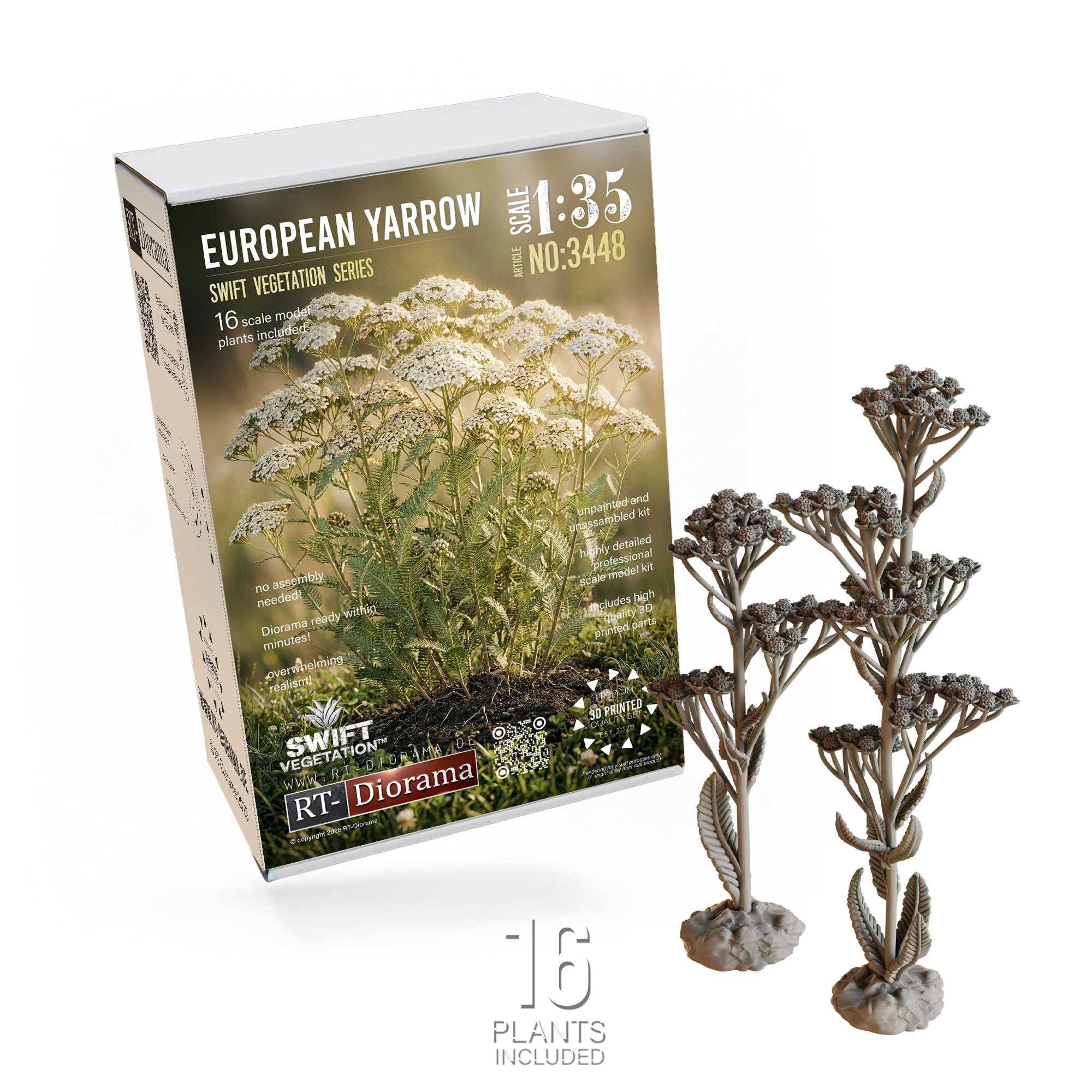 European Yarrow 1/35 – 3D Printed Diorama Vegetation Set