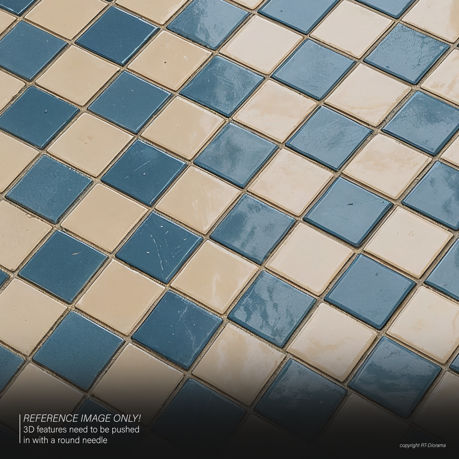 Wall & Floor Tiles No.19 – Blue & Cream Checkered Tiles - Image 2