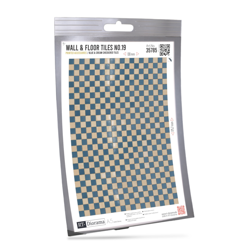Wall & Floor Tiles No.19 – Blue & Cream Checkered Tiles