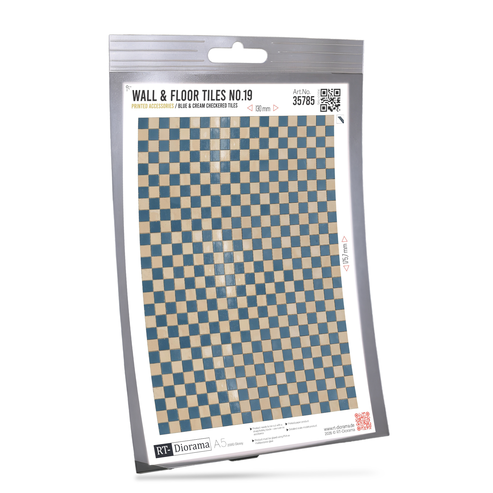 Wall & Floor Tiles No.19 – Blue & Cream Checkered Tiles