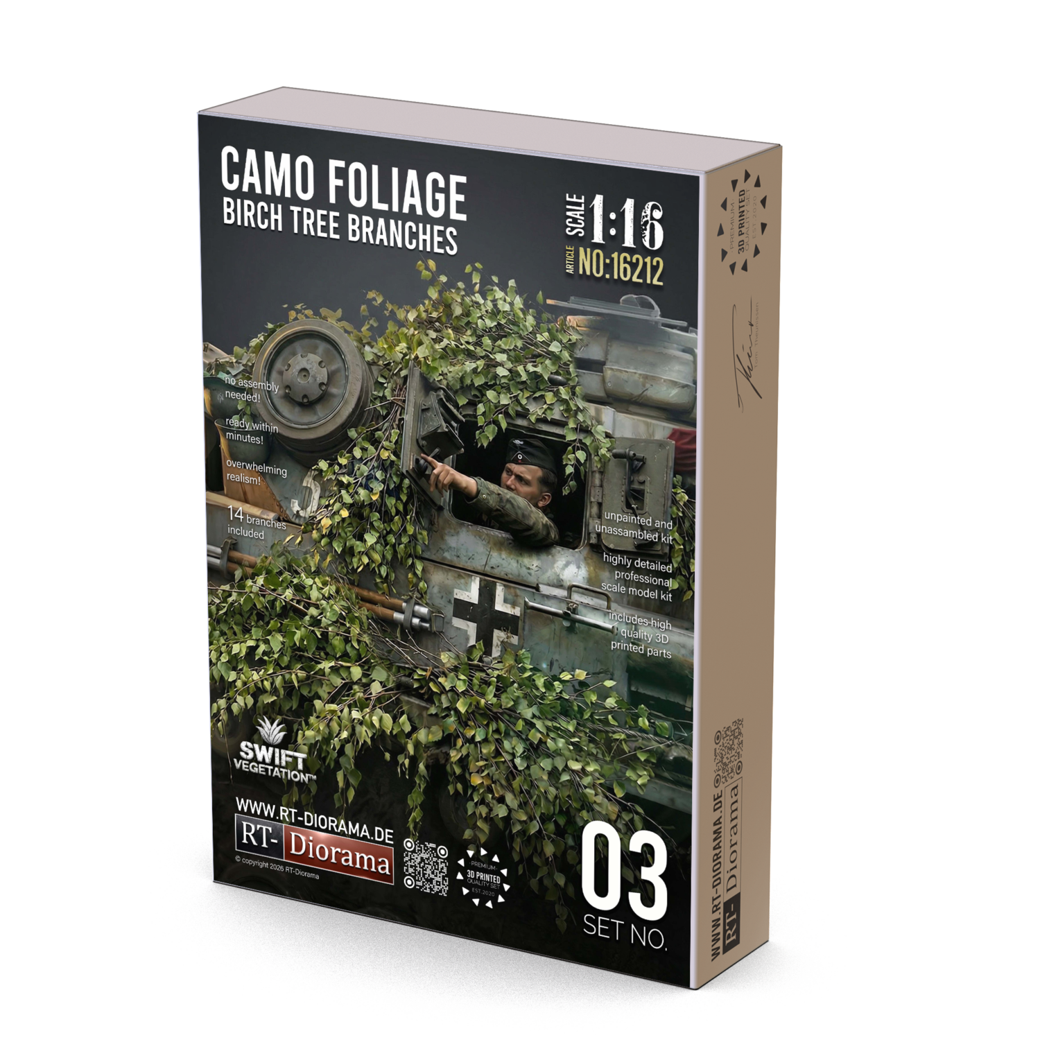 Camo Foliage Birch Tree Branches 1/16 – SLA 3D Printed Camouflage Set – product image