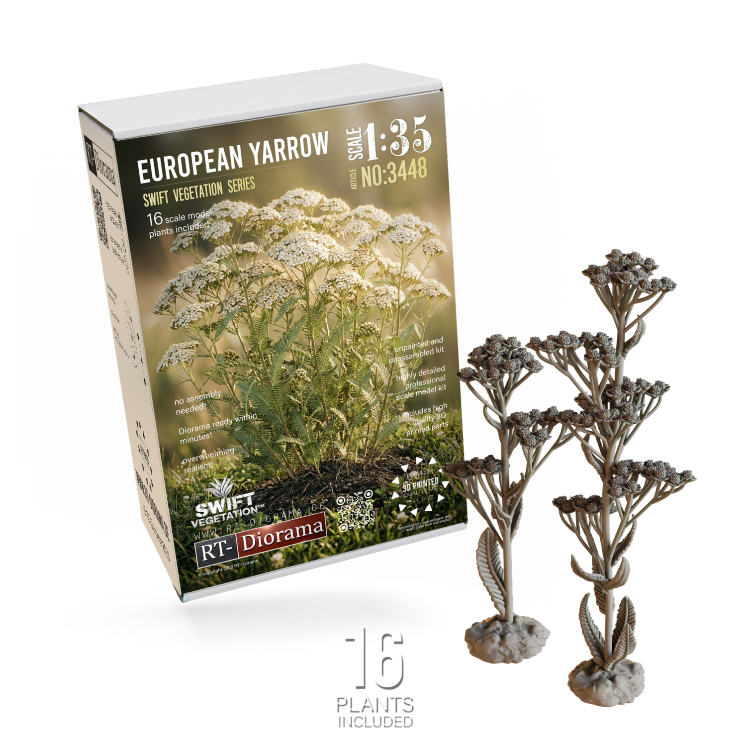 European Yarrow 1/35 – 3D Printed Diorama Vegetation Set – product image