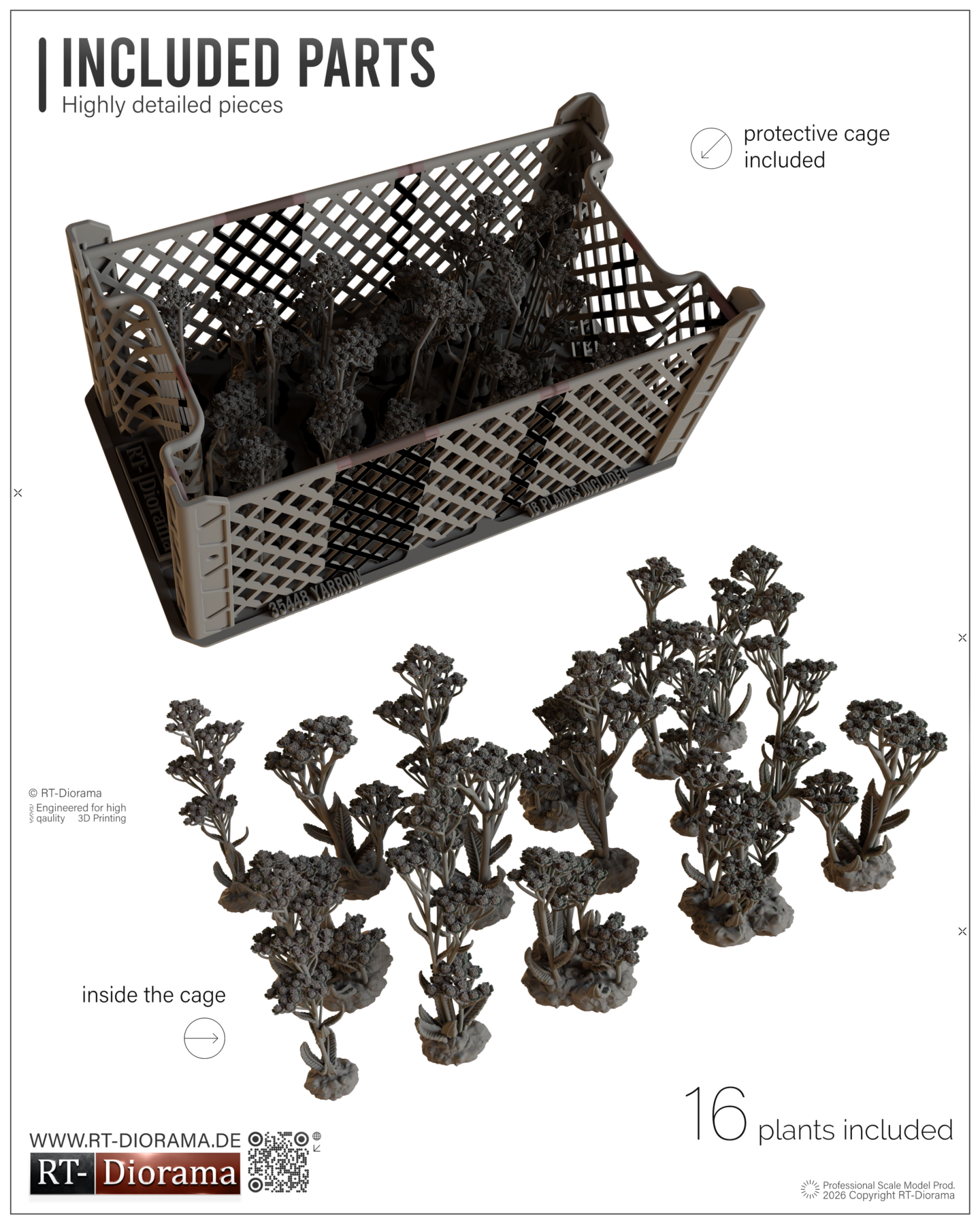 European Yarrow 1/35 – 3D Printed Diorama Vegetation Set – product image