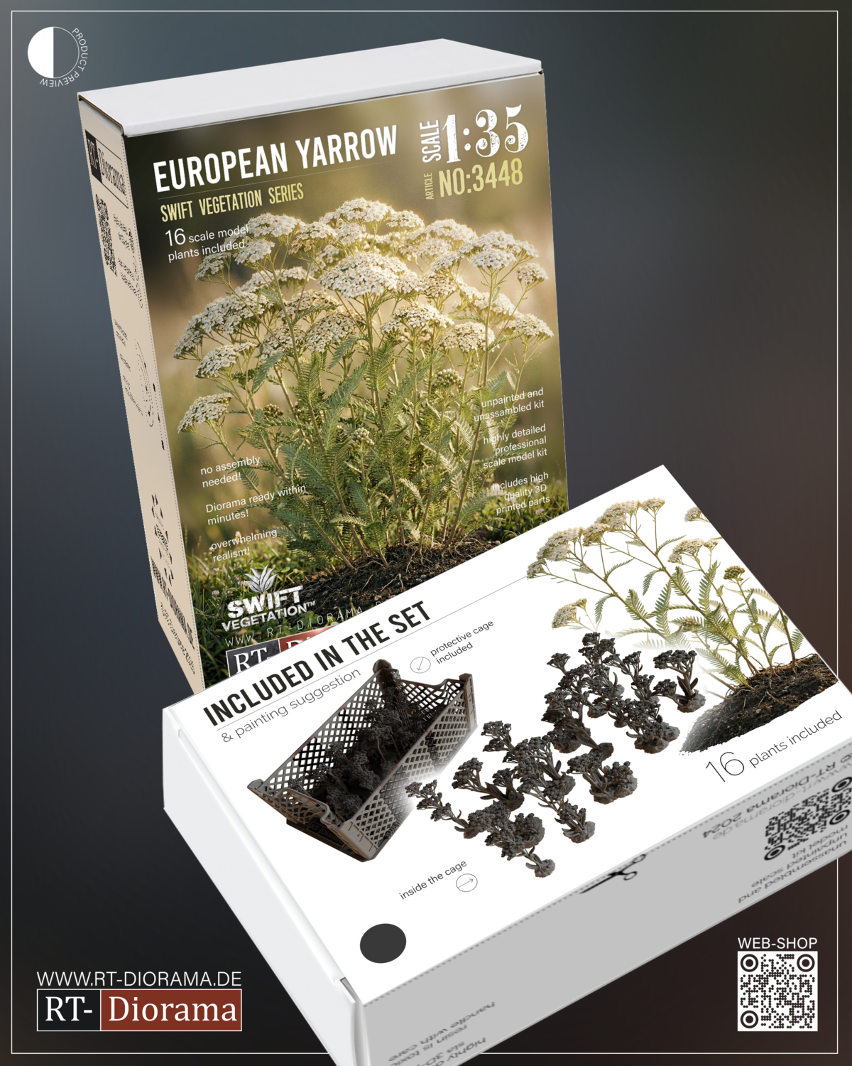 European Yarrow 1/35 – 3D Printed Diorama Vegetation Set – product image