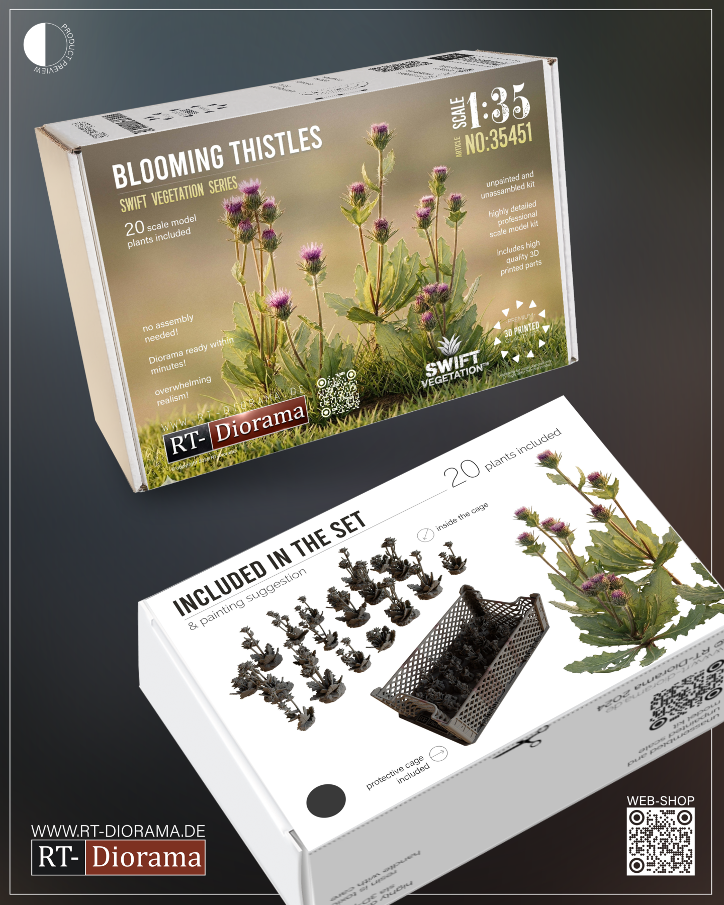 Blooming Thistles 1/35 – 3D Printed Diorama Vegetation Set – product image