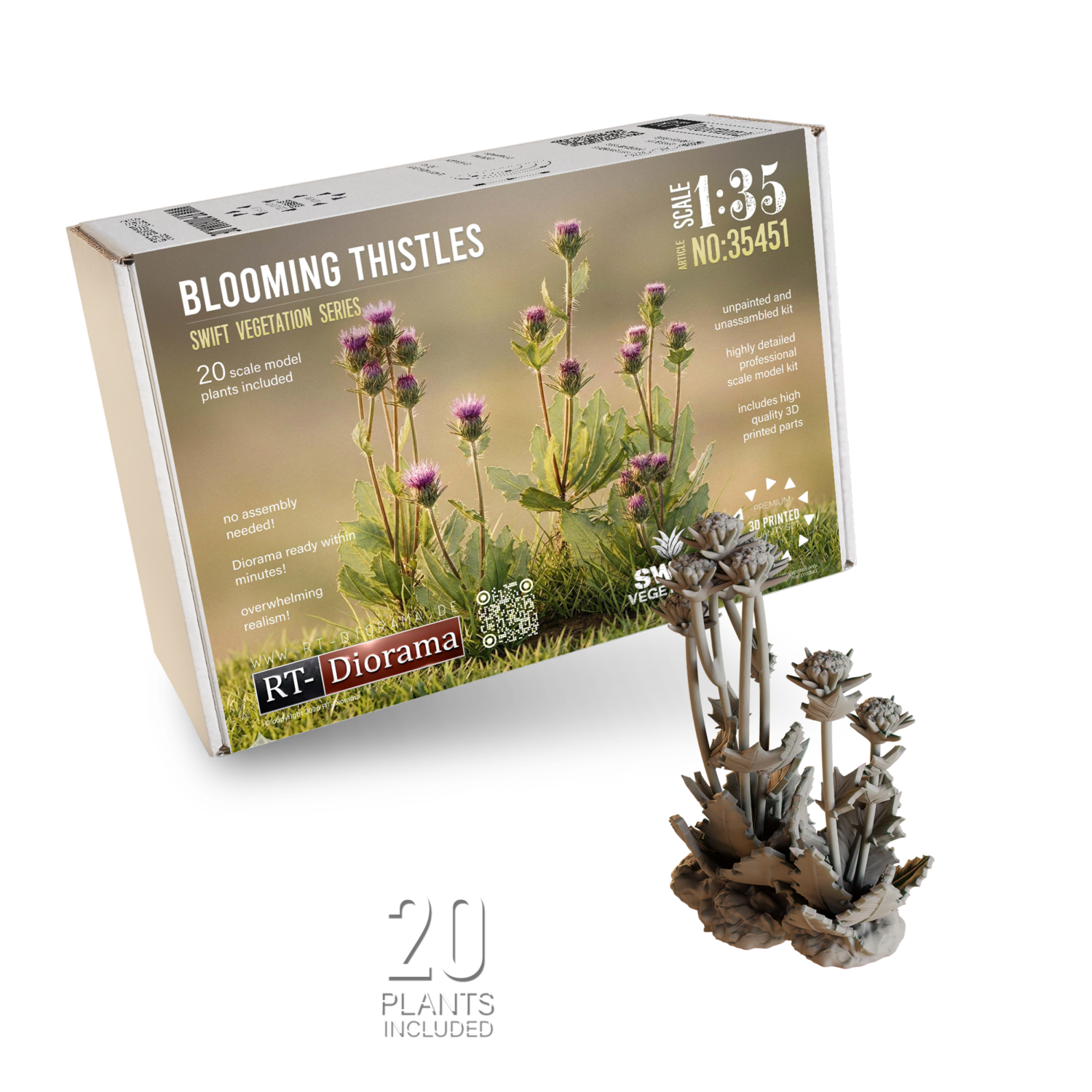 Blooming Thistles 1/35 – 3D Printed Diorama Vegetation Set – product image