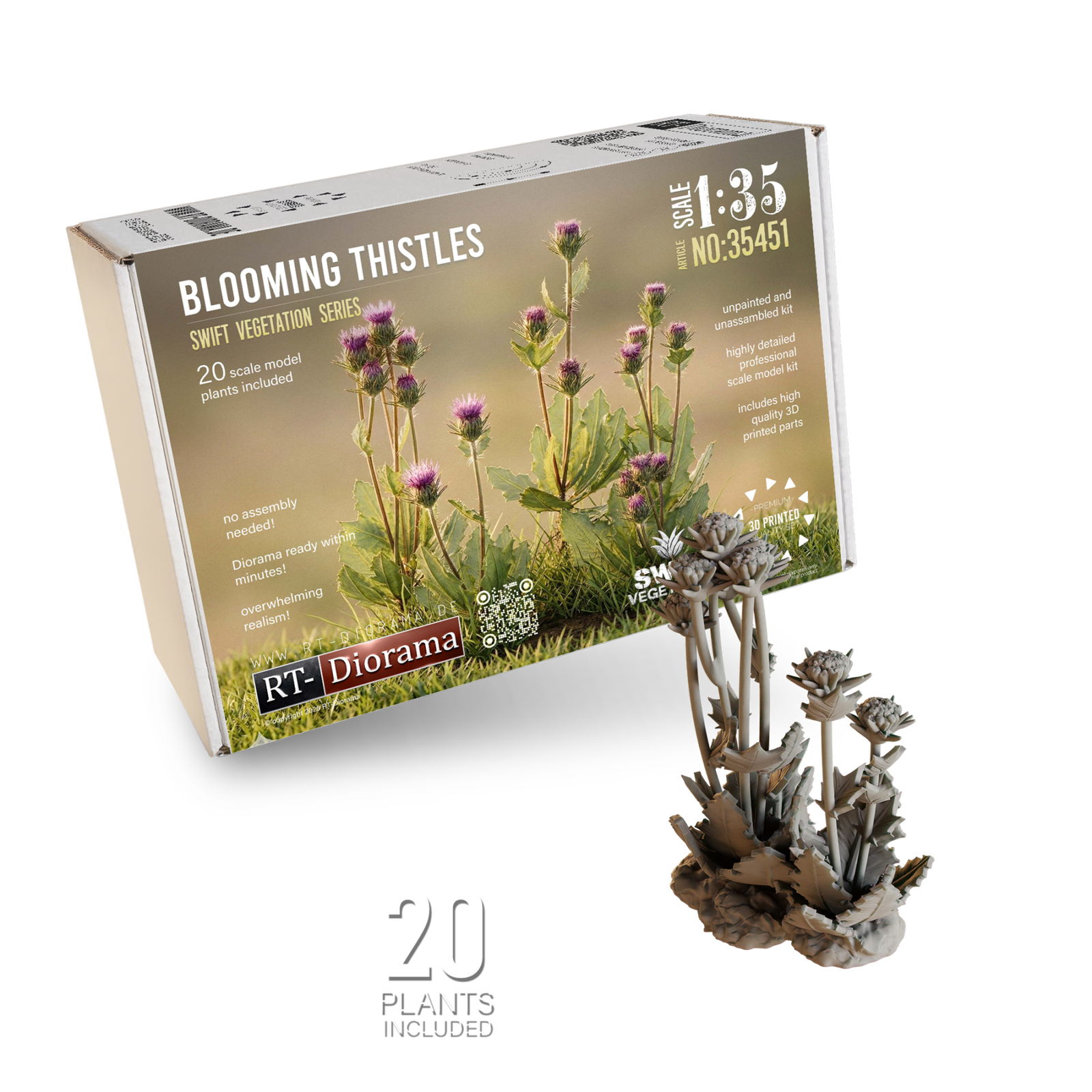 Blooming Thistles 1/35 – 3D Printed Diorama Vegetation Set – product image