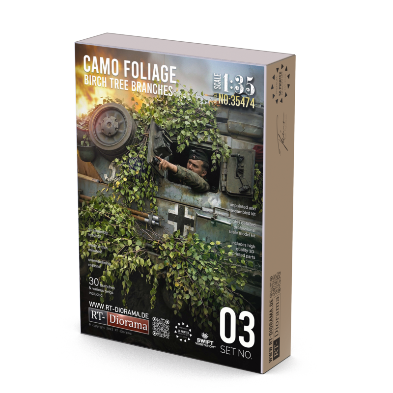 Camo Foliage Birch Tree Branches 1/35 – SLA 3D Printed Camouflage Set – product image