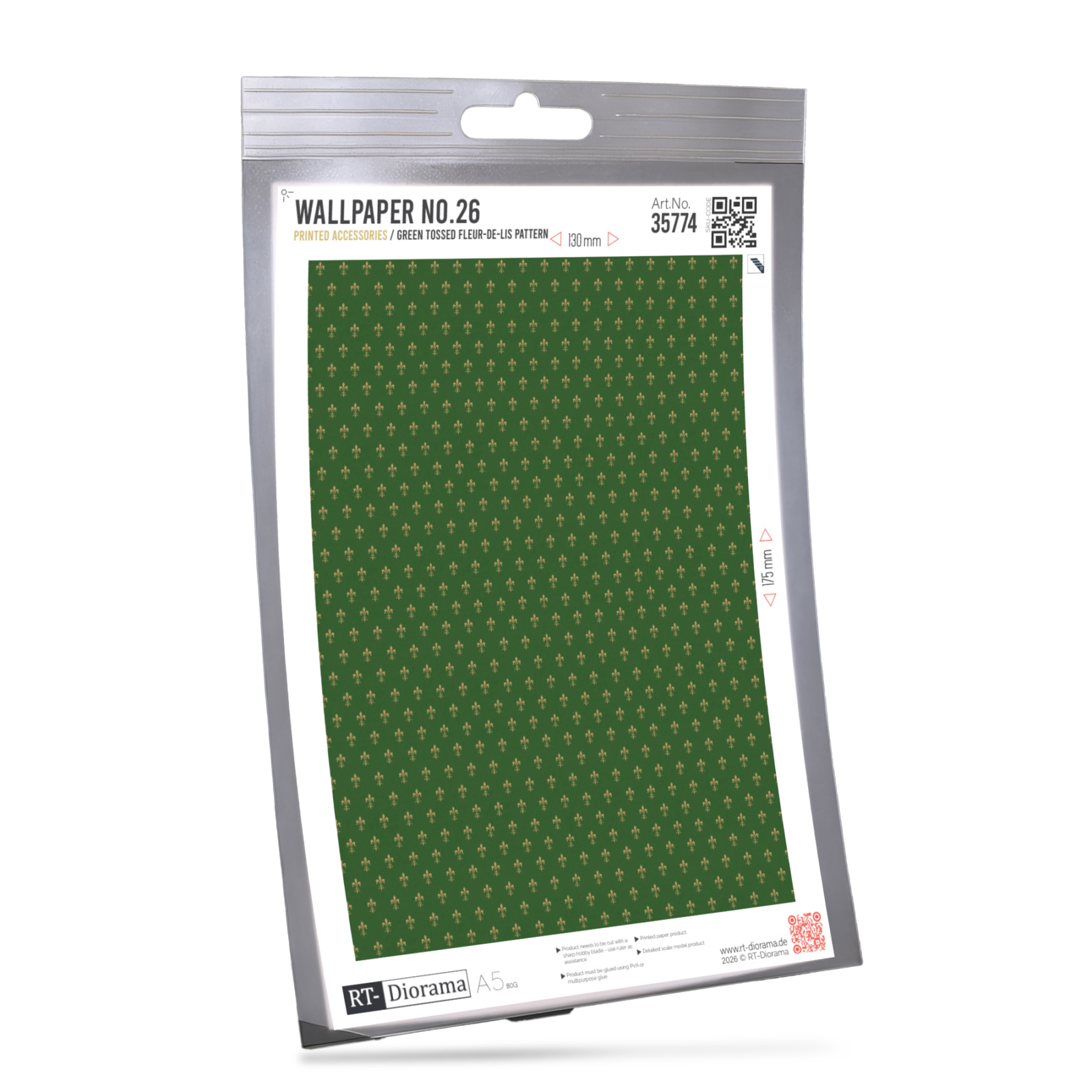 Wallpaper No.26 – Green Tossed Fleur-de-Lis Pattern – product image