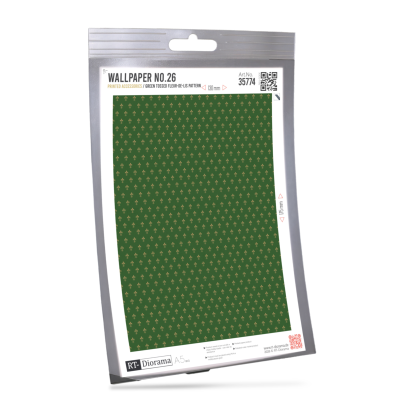 Wallpaper No.26 – Green Tossed Fleur-de-Lis Pattern – product image