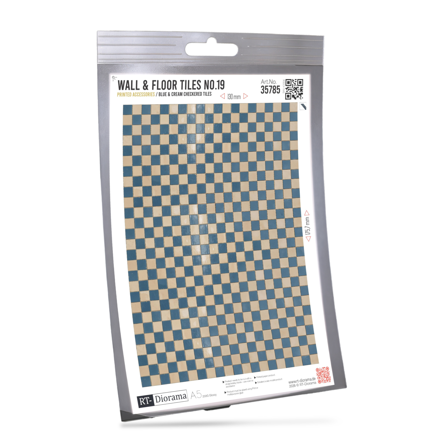 Wall & Floor Tiles No.19 – Blue & Cream Checkered Tiles – product image