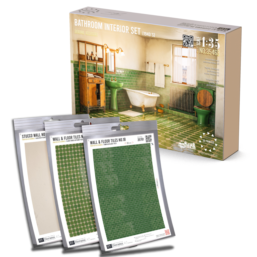 Bathroom Interior Bundle 1940’s 1/35 – Complete Diorama Room Set – product image