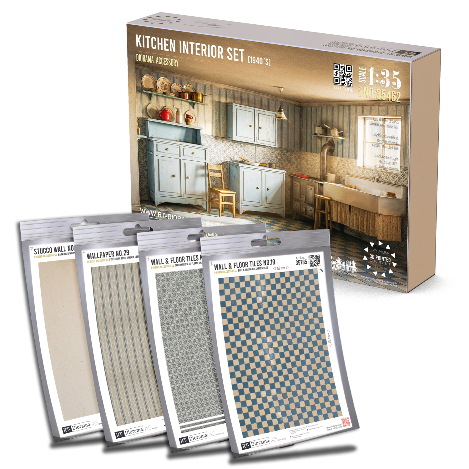 Kitchen Interior Bundle 1940’s 1/35 – Complete Diorama Room Set – product image