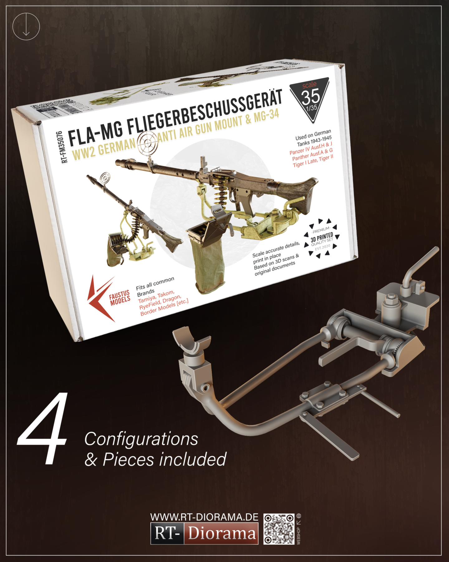 Fla-MG Fliegerbeschussgerät MG-34 1/35 [Ultra Detailed German AA Gun Mount WW2] – product image