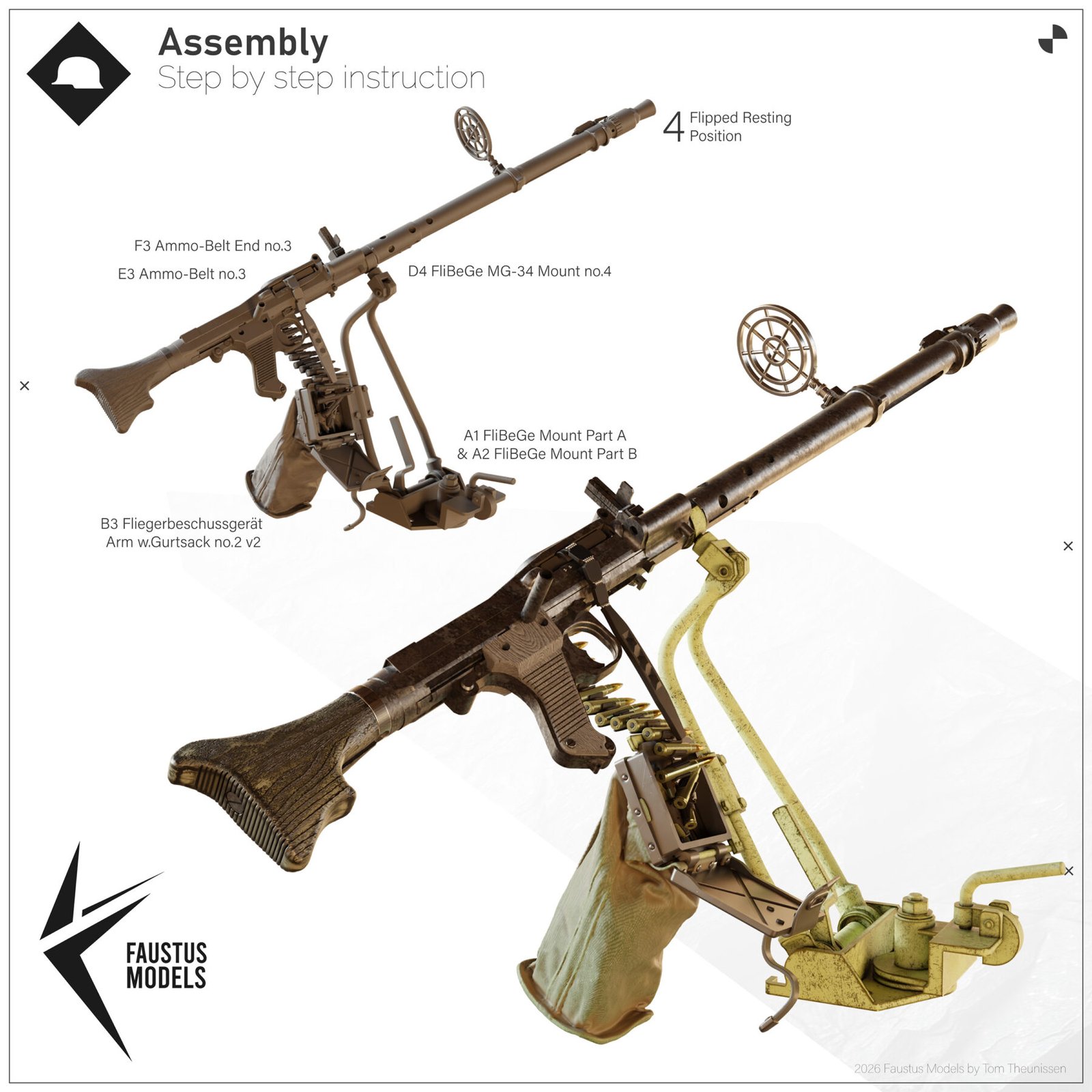 Fla-MG Fliegerbeschussgerät MG-34 1/35 [Ultra Detailed German AA Gun Mount WW2] – product image