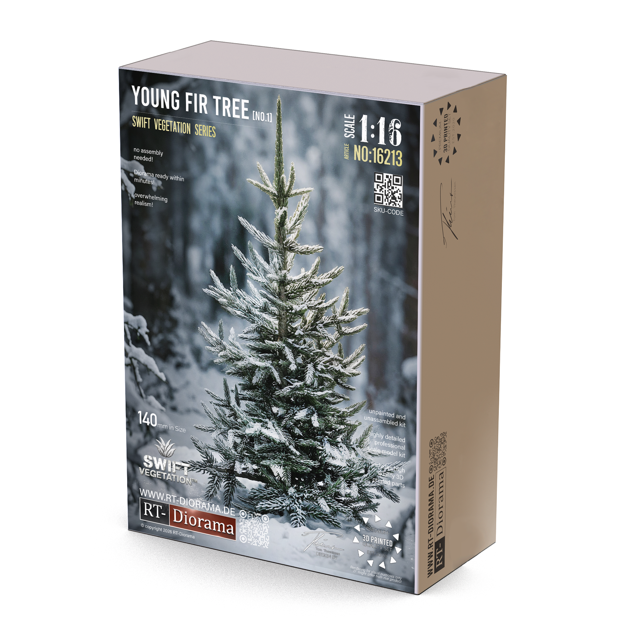 Young Fir Tree No.1 1/16 | 140mm 3D Printed Conifer Tree