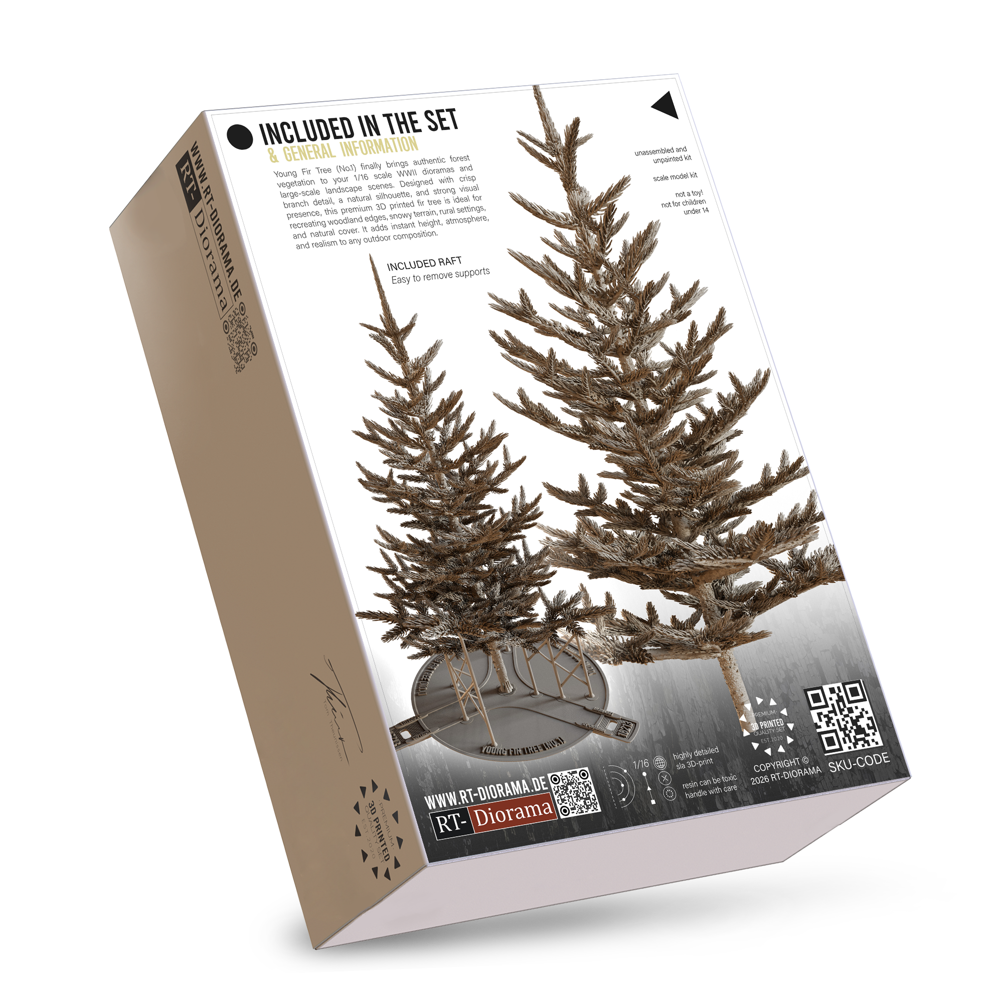 Young Fir Tree No.1 1/16 | 140mm 3D Printed Conifer Tree - Image 2