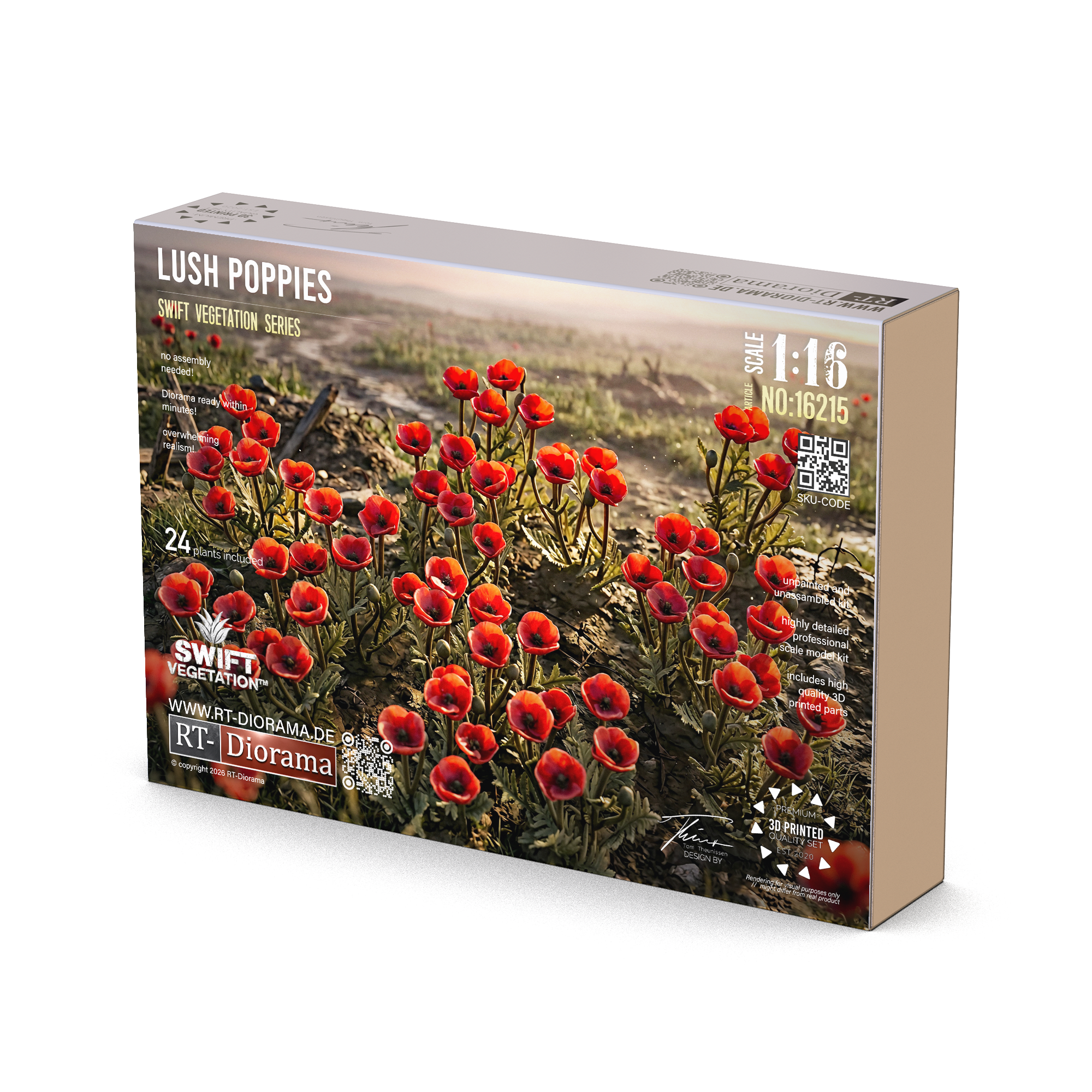 Lush Poppies 1/16 | 24x 3D Printed Poppy Plants