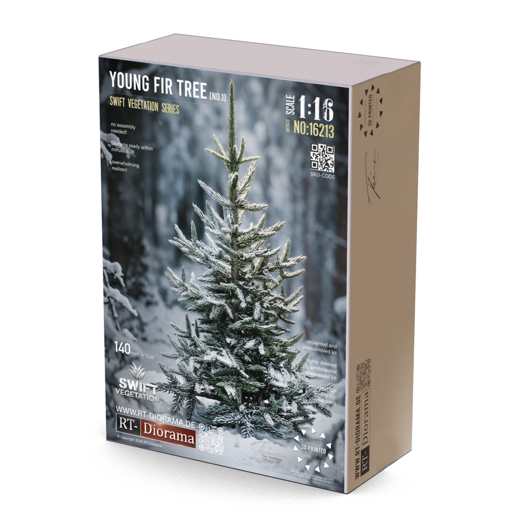 Young Fir Tree No.1 1/16 | 140mm 3D Printed Conifer Tree – product image
