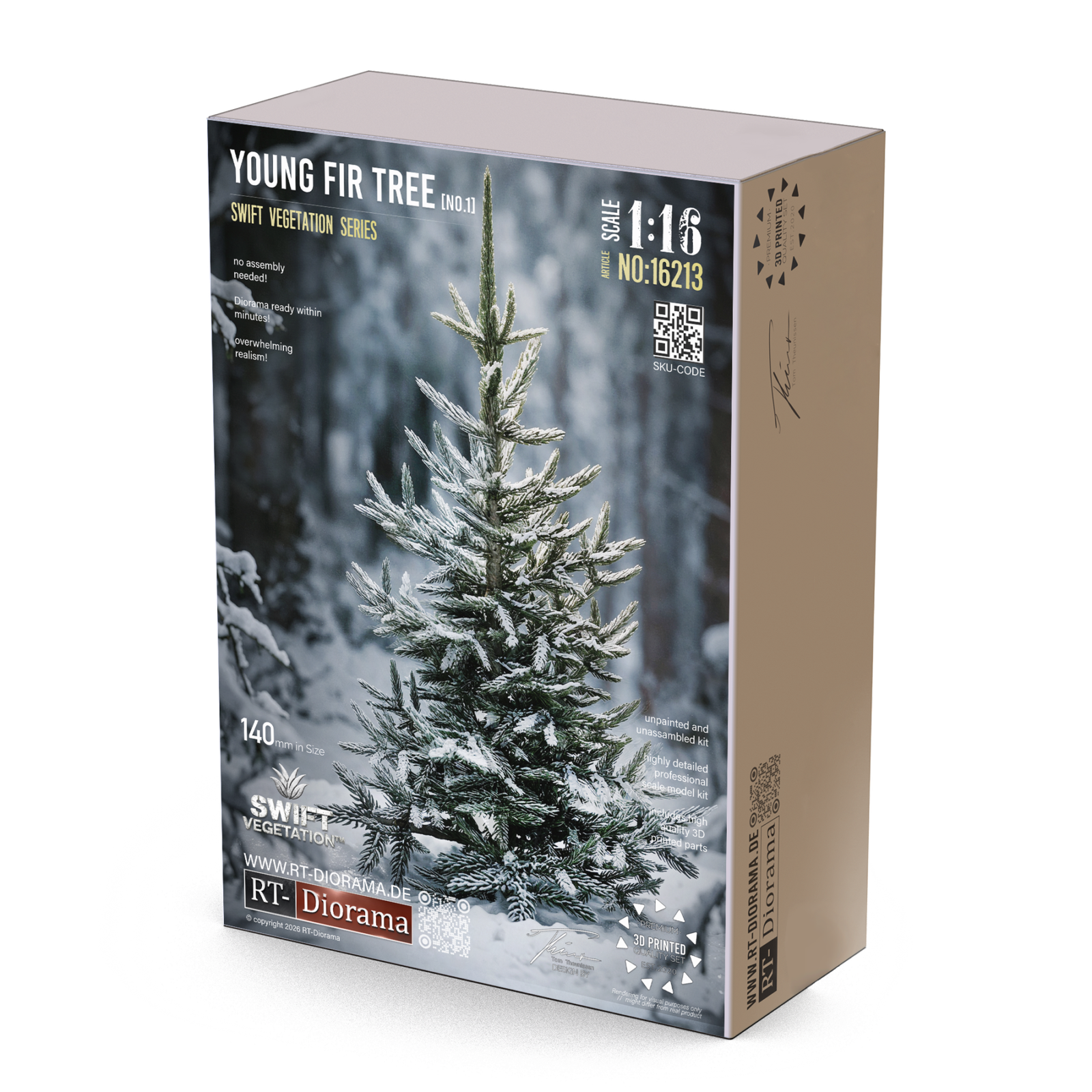 Young Fir Tree No.1 1/16 | 140mm 3D Printed Conifer Tree – product image
