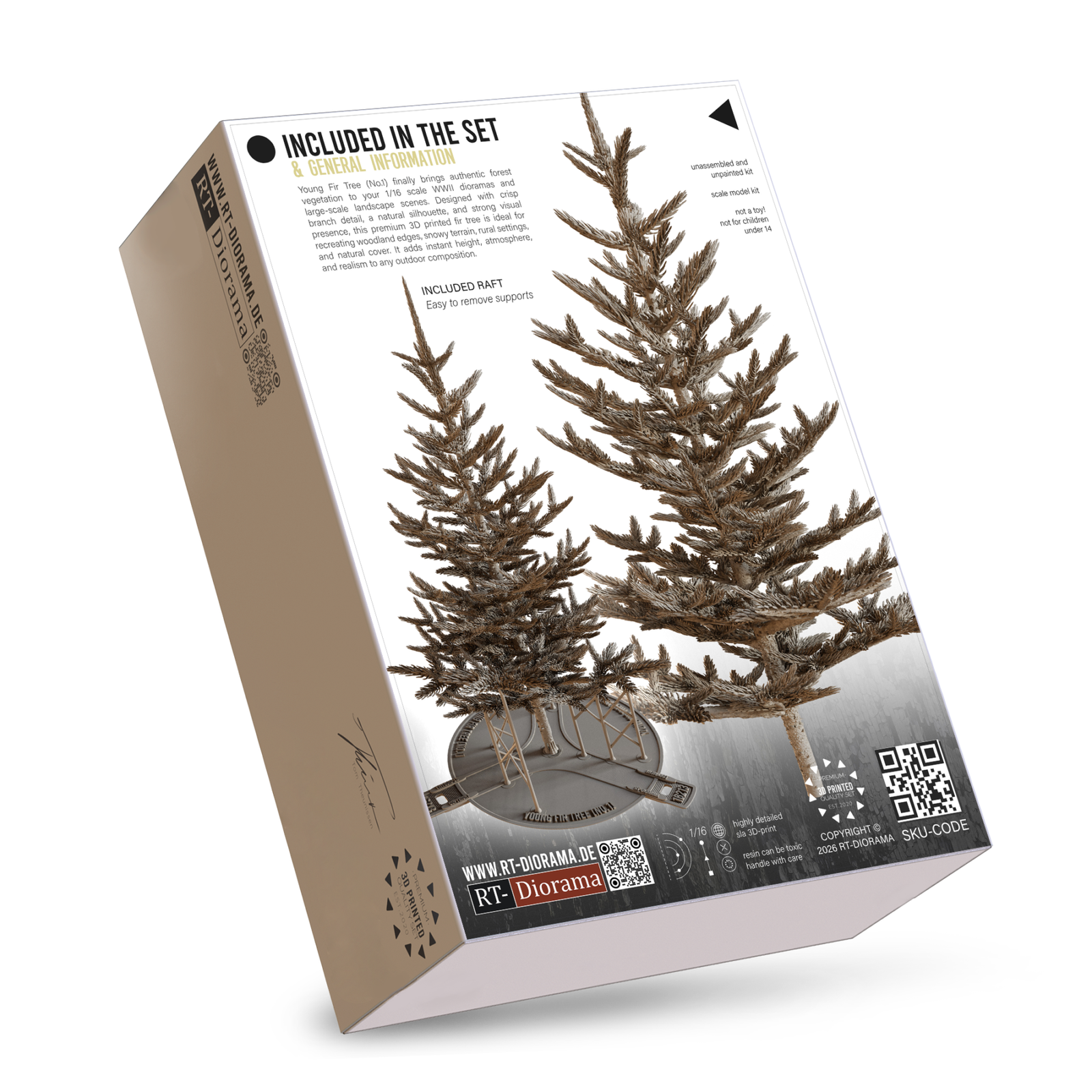 Young Fir Tree No.1 1/16 | 140mm 3D Printed Conifer Tree – product image