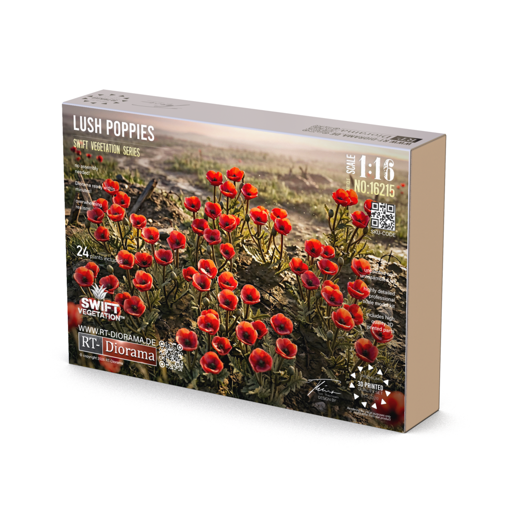 Lush Poppies 1/16 | 24x 3D Printed Poppy Plants – product image