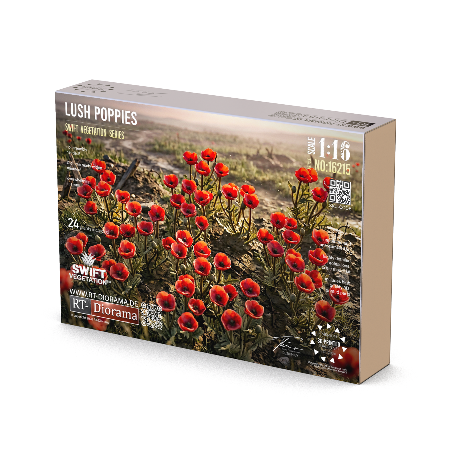 Lush Poppies 1/16 | 24x 3D Printed Poppy Plants – product image