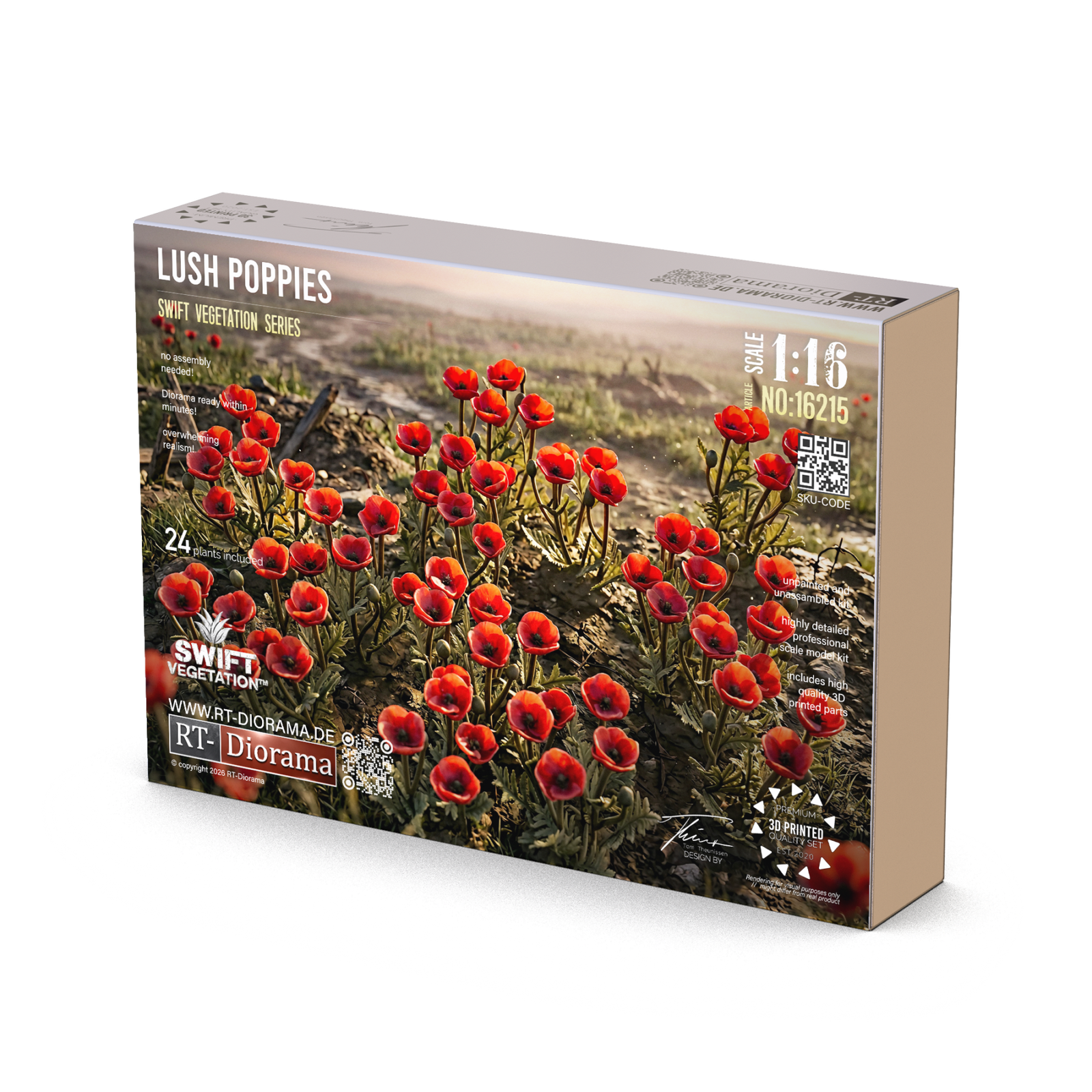 Lush Poppies 1/16 | 24x 3D Printed Poppy Plants – product image