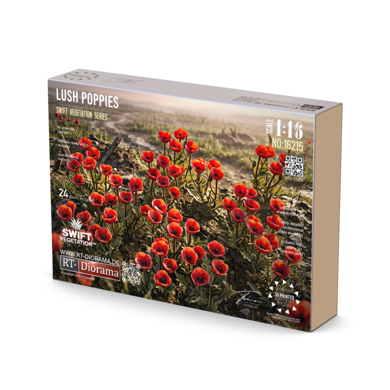 Lush Poppies 1/16 | 24x 3D Printed Poppy Plants – product image