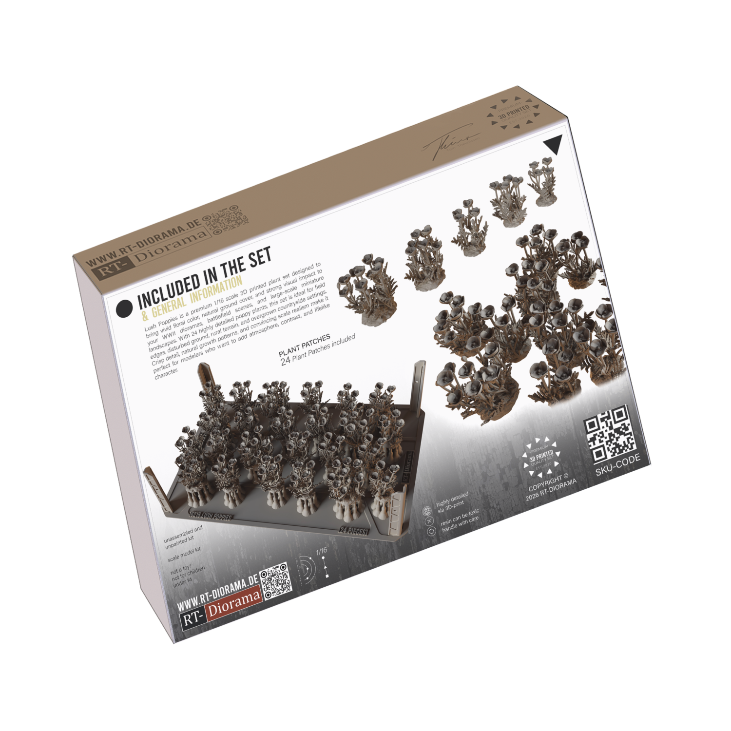 Lush Poppies 1/16 | 24x 3D Printed Poppy Plants – product image