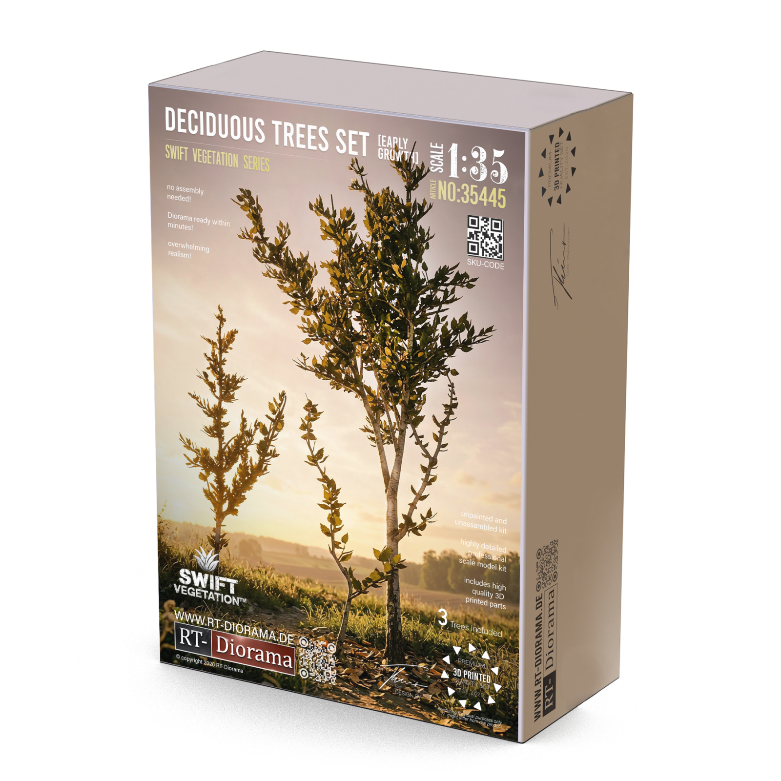 RT-Diorama Deciduous Trees Set Early Growth, 1/35 scale – product box, article 35445