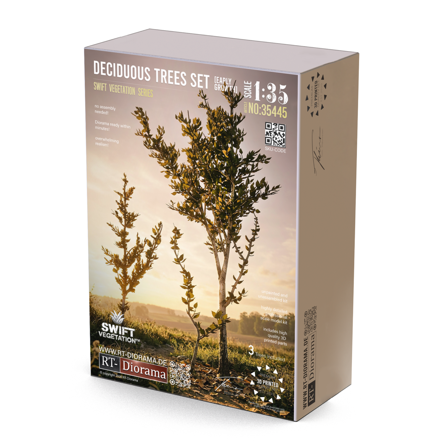 RT-Diorama Deciduous Trees Set Early Growth, 1/35 scale – product box, article 35445