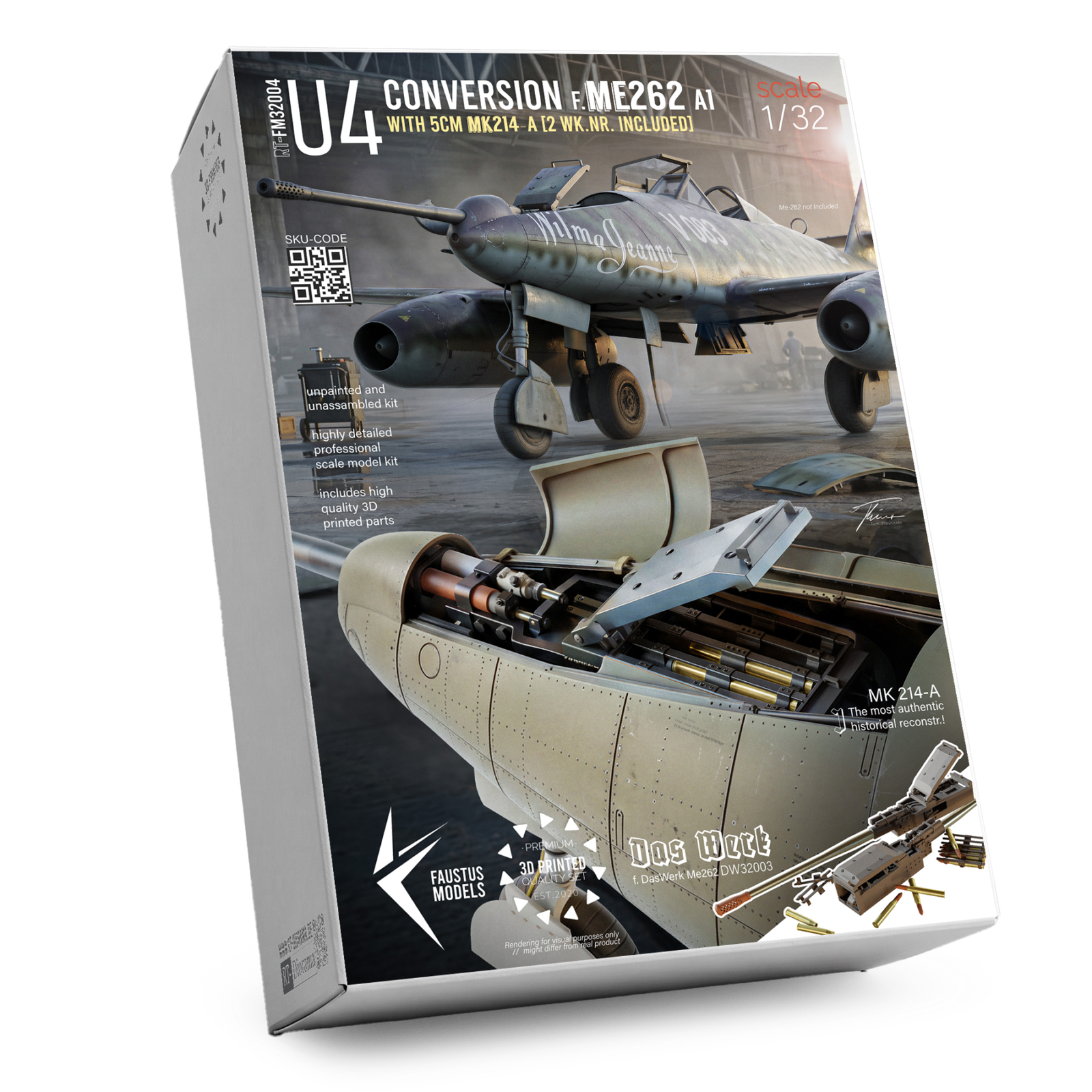 Me262 A-1a/U4 5cm MK-214 Limited Edition Conversion Set – 1/32 [for DasWerk] | FaustusModels – product image