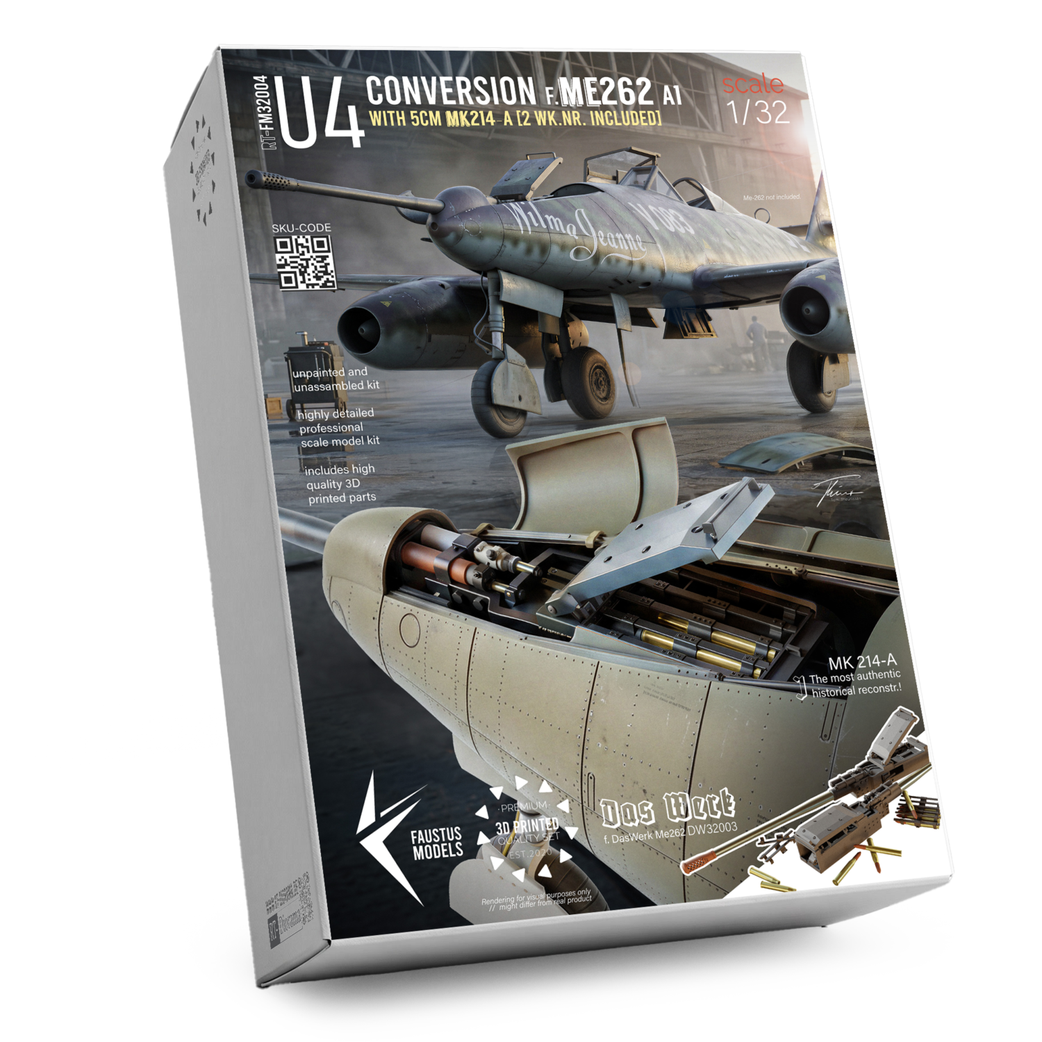 Me262 A-1a/U4 5cm MK-214 Limited Edition Conversion Set – 1/32 [for DasWerk] | FaustusModels – product image