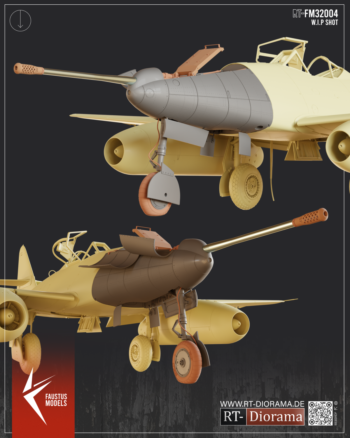 Me262 A-1a/U4 5cm MK-214 Limited Edition Conversion Set – 1/32 [for DasWerk] | FaustusModels – product image