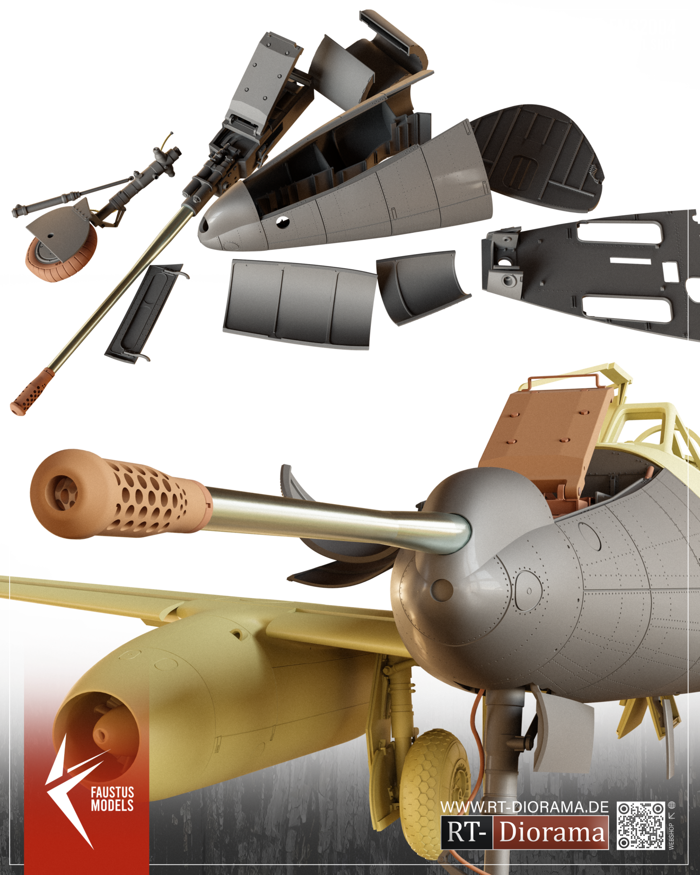 Me262 A-1a/U4 5cm MK-214 Limited Edition Conversion Set – 1/32 [for DasWerk] | FaustusModels – product image