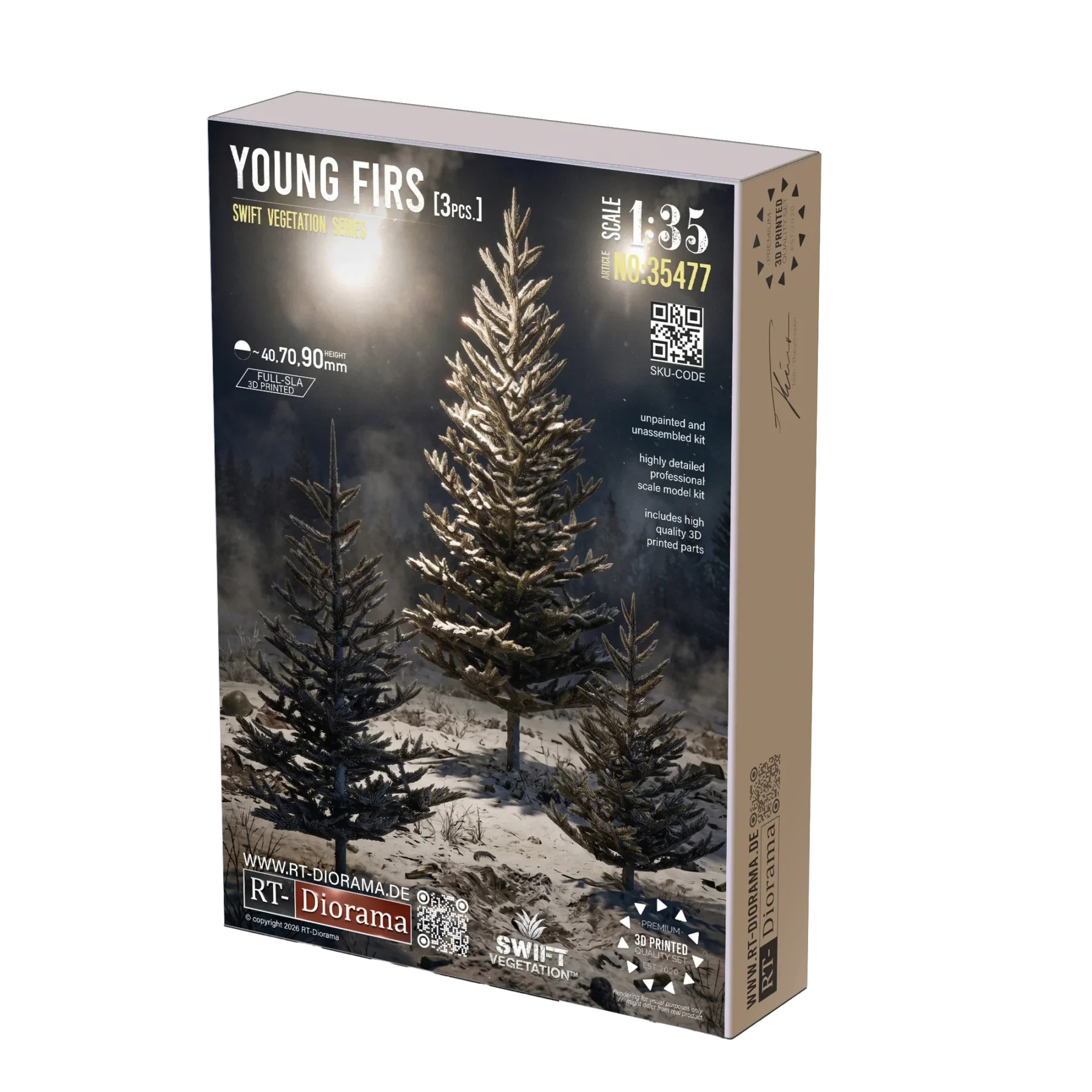 RT-Diorama Young Fir Trees set, 1/35 scale – front of the box, article 35477