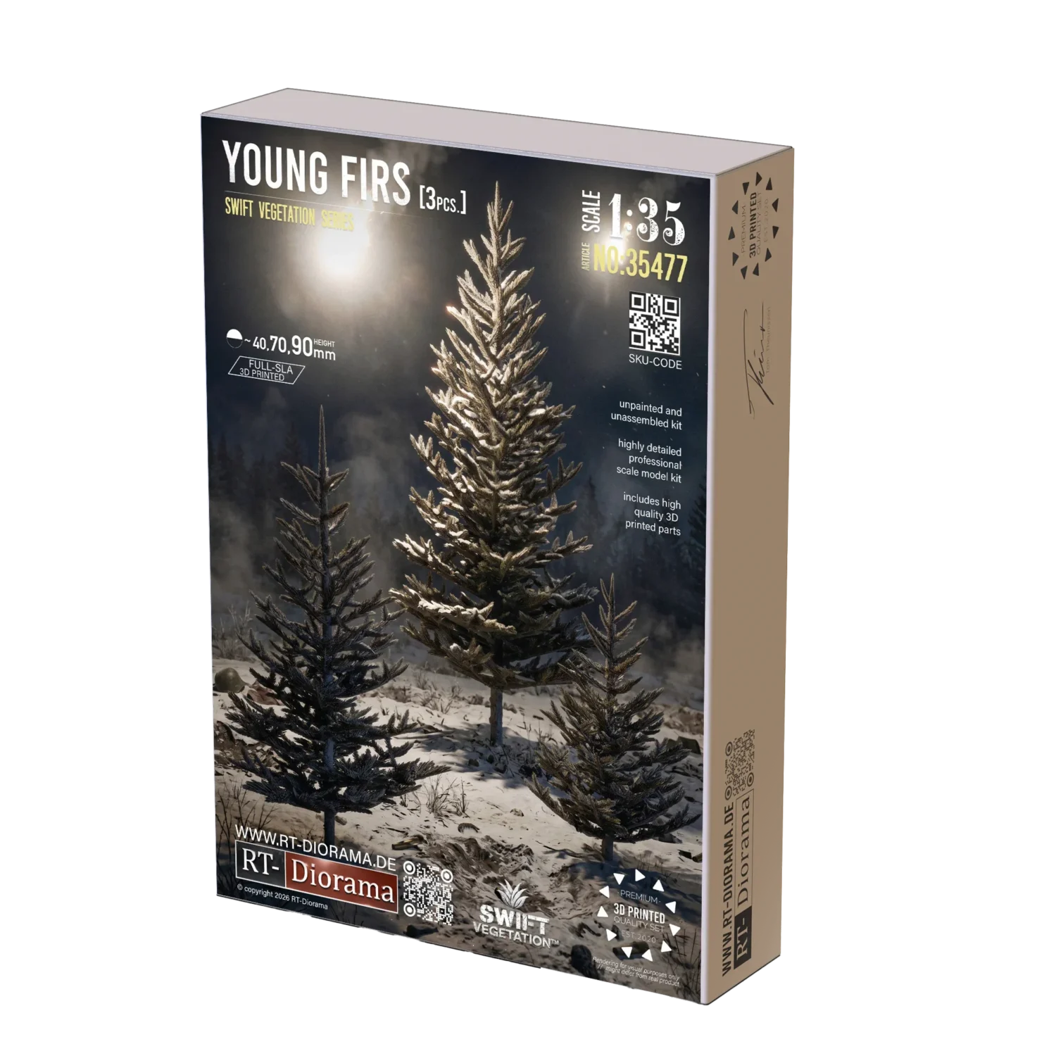 RT-Diorama Young Fir Trees set, 1/35 scale – front of the box, article 35477
