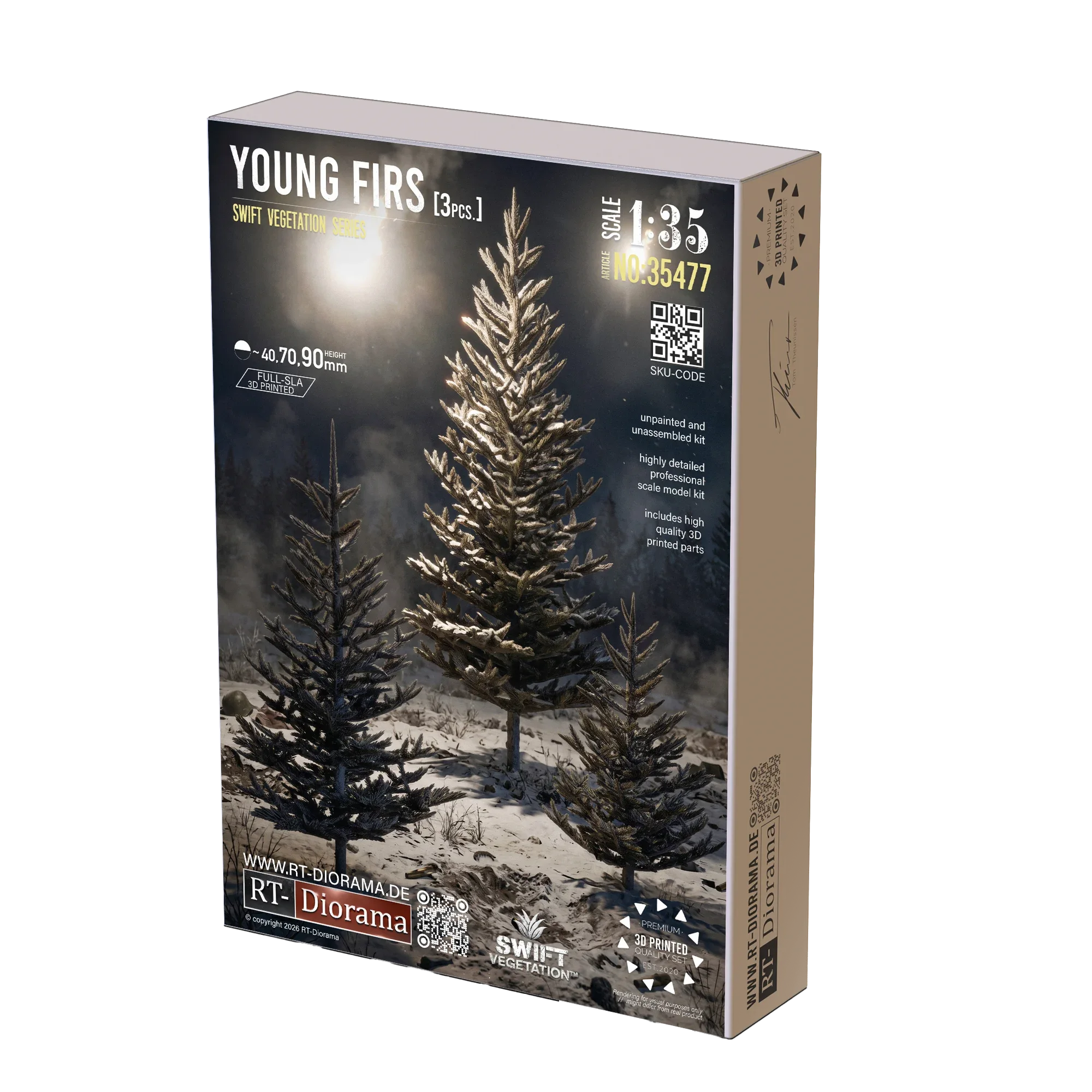 35477 Young Fir Trees Set [3pcs.] 40, 70 & 90mm 1/35