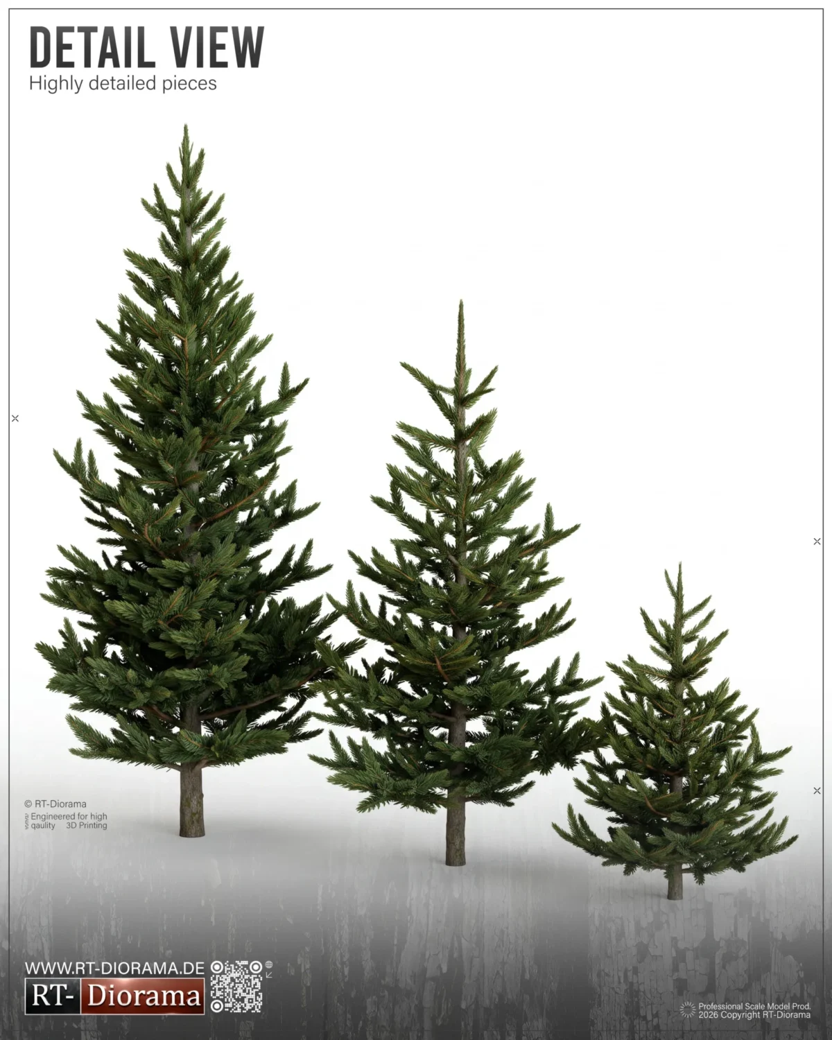 Young Fir Trees Set [3pcs.] 40, 70 & 90mm 1/35 – product image