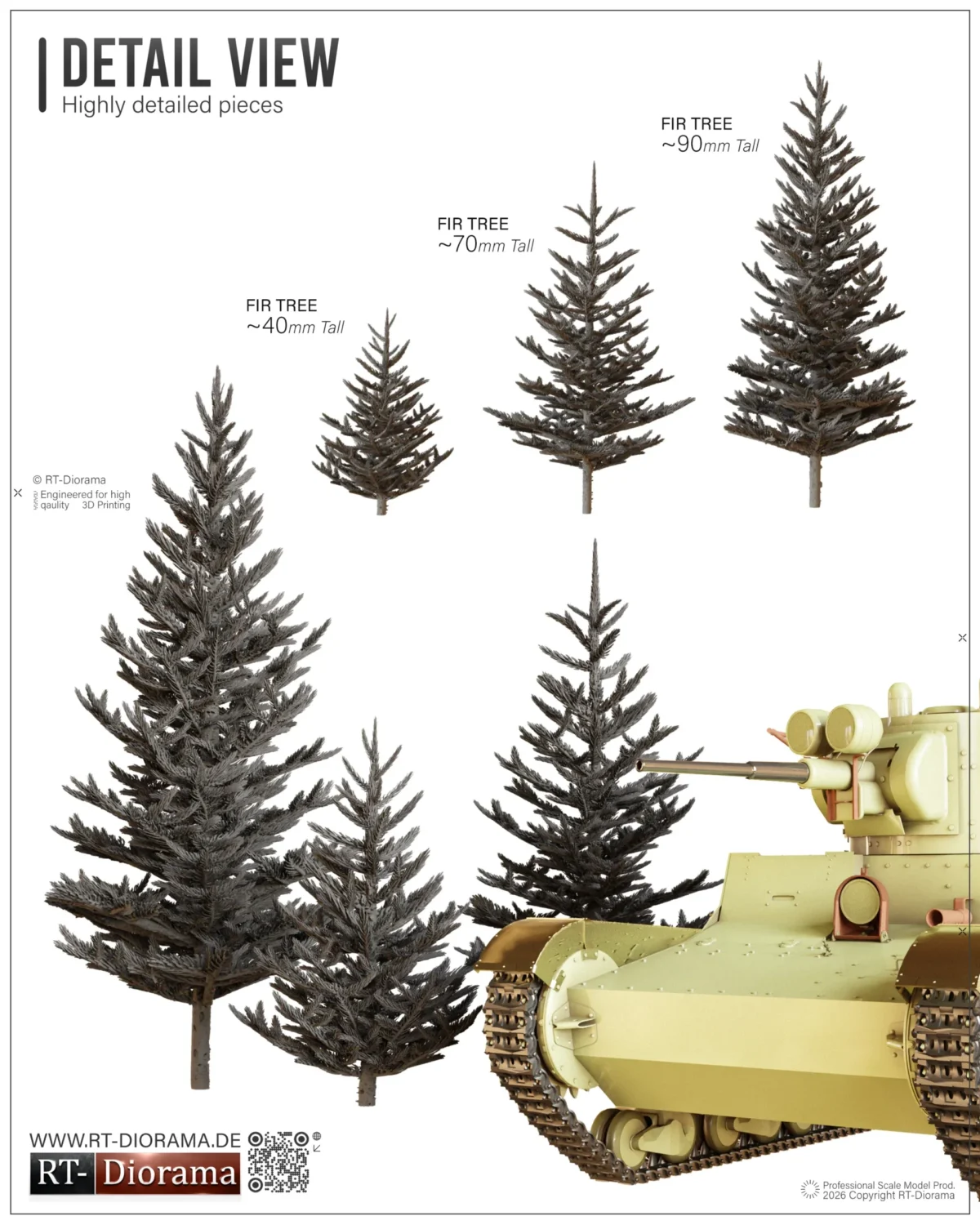 Young Fir Trees Set [3pcs.] 40, 70 & 90mm 1/35 – product image